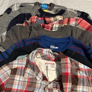 Bundle lot of 8 long sleeve sweaters, button ups and tee shirts size 4T
